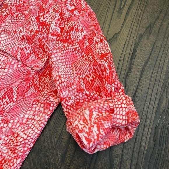 Calvin Klein Pink Snakeskin Print Blouse Medium - Picture 3 of 5